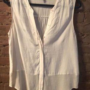 Silk sleeveless button-down top